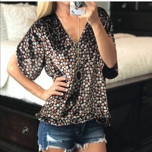 Madewell Velvet Tulip-Sleeve Ruffle Top NWOT XXS